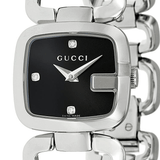 Gucci G Diamonds Black Dial Silver Steel Strap Watch For Women - YA125509 Buy Now By Gucci