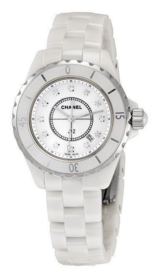 Chanel J12 Diamonds Ceramic White Dial White Steel Strap Watch for Women - J12 H1628 Buy Now By Chanel