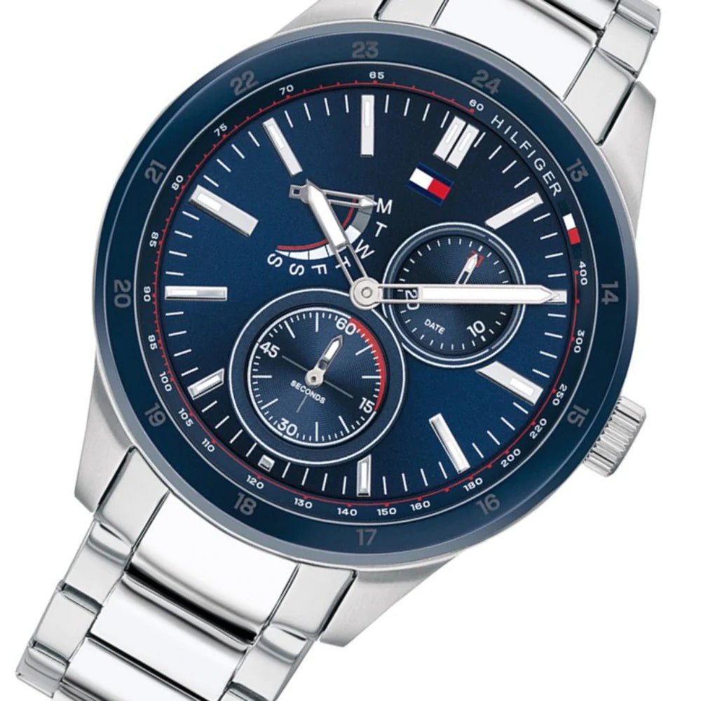 Tommy Hilfiger Austin Blue Dial Silver Steel Strap Watch for Men - 1791640 Buy Now By Tommy Hilfiger