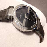 Gucci G Interlocking Black Dial Black Leather Strap Watch For Women - YA133501 Buy Now By Gucci