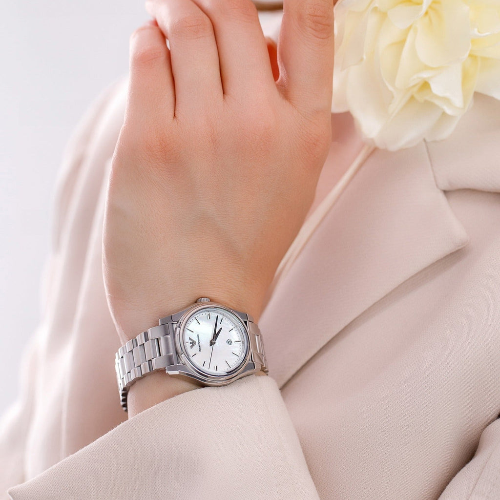 Emporio Armani Federica Mother of Pearl Dial Silver Steel Strap Watch For Women - AR11557 Buy Now By Emporio Armani