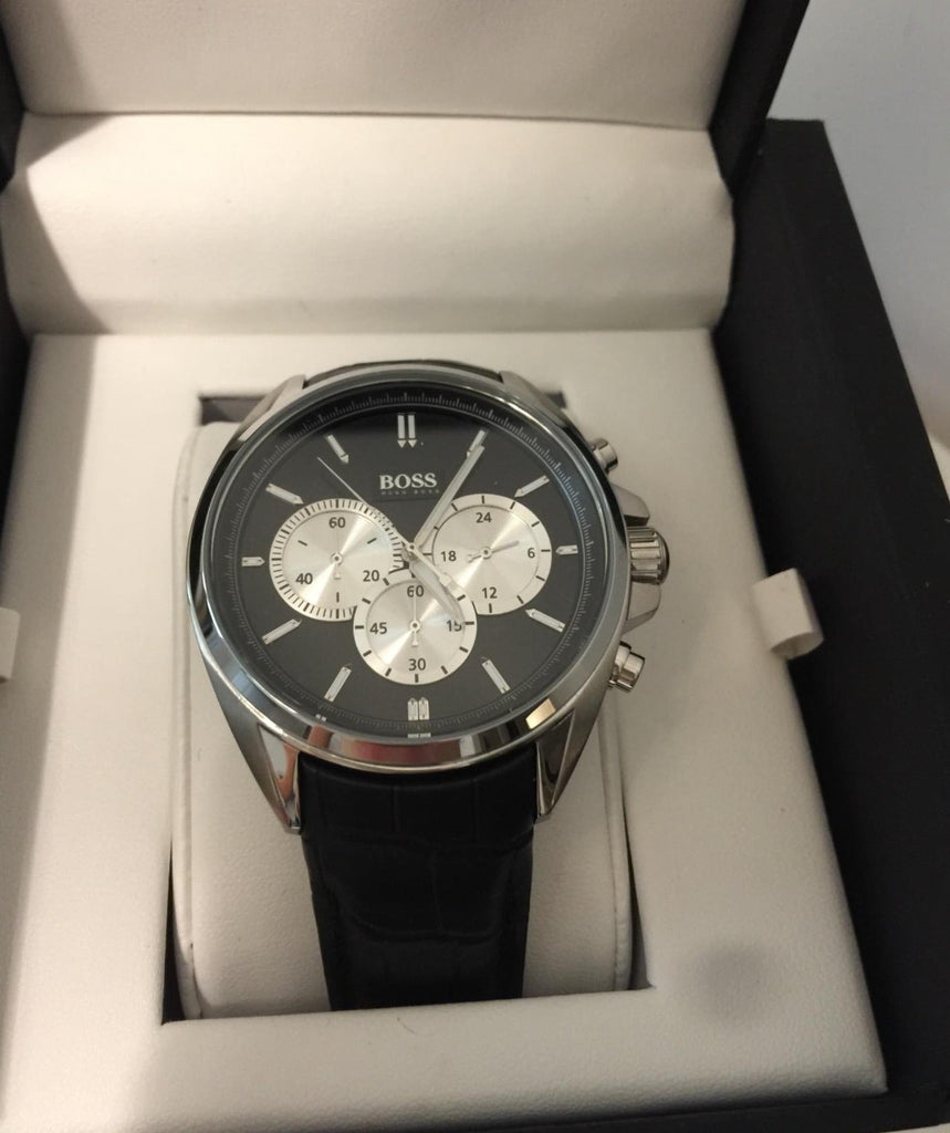 Hugo Boss Driver Black Dial Black Leather Strap Watch for Men - 1512879 Buy Now By Hugo Boss