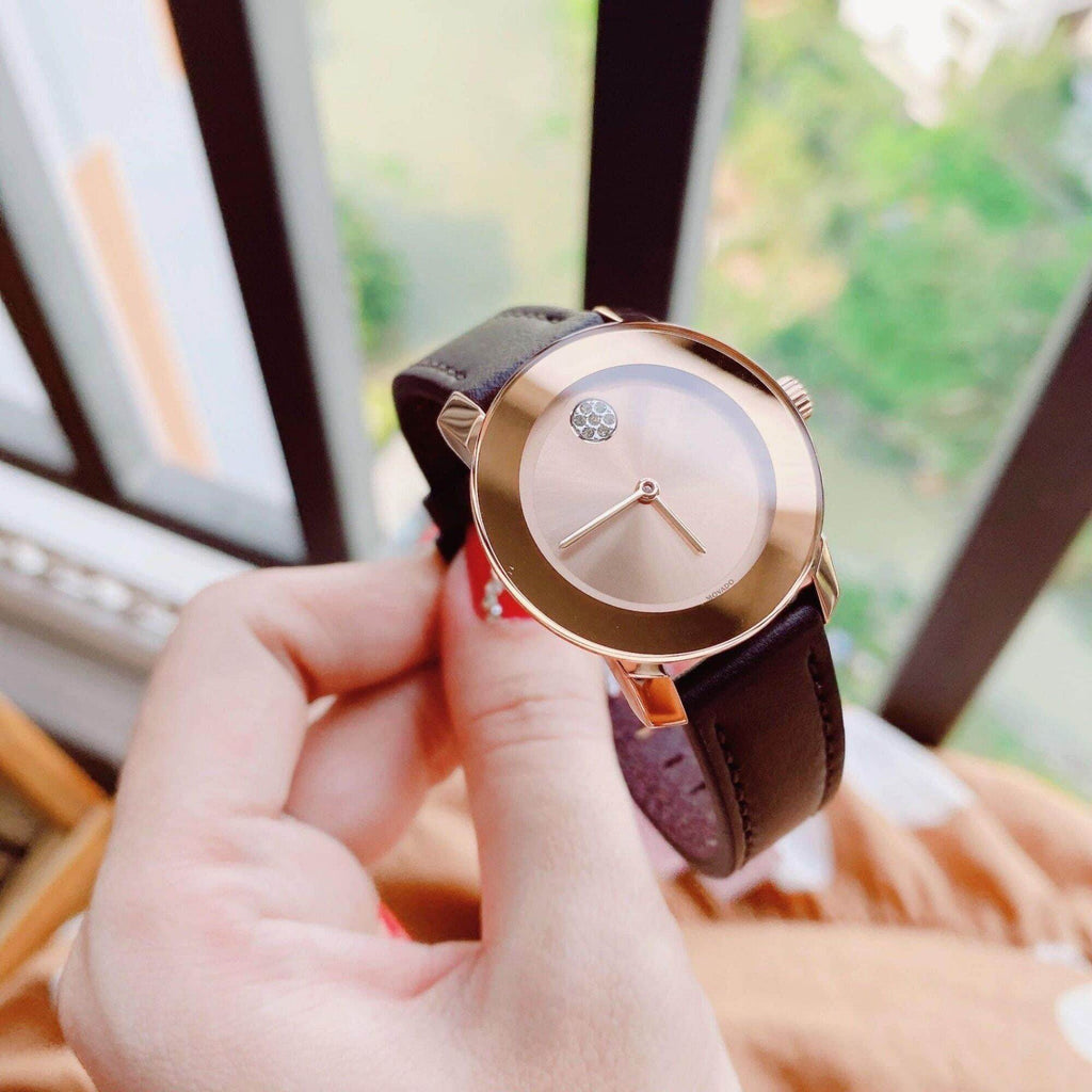 Movado Bold Rose Gold Dial Brown Leather Strap Watch for Men - 3600395 Buy Now By Movado