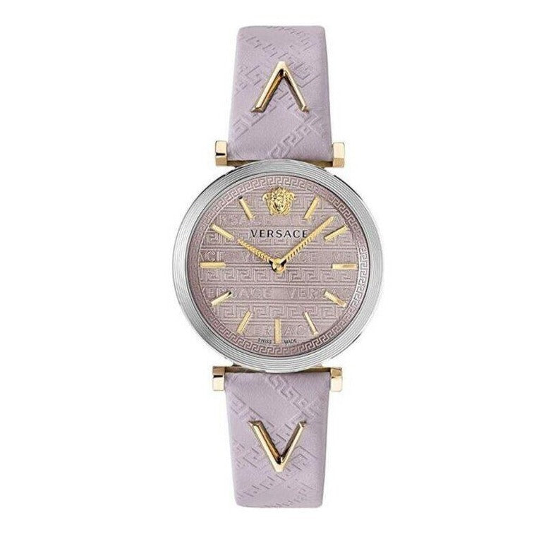 Versace V-Twist Quartz Purple Dial Purple Leather Strap Watch for Women - VELS00219 Buy Now By Versace