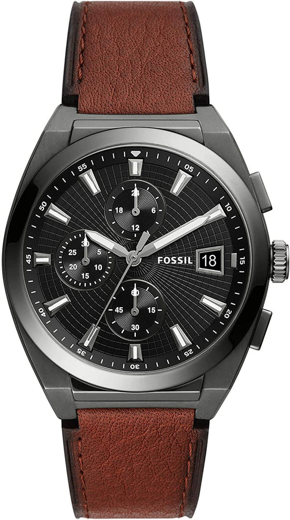 Fossil Everett Chronograph Grey Dial Brown Leather Strap Watch for Men - FS5799 Buy Now By Fossil