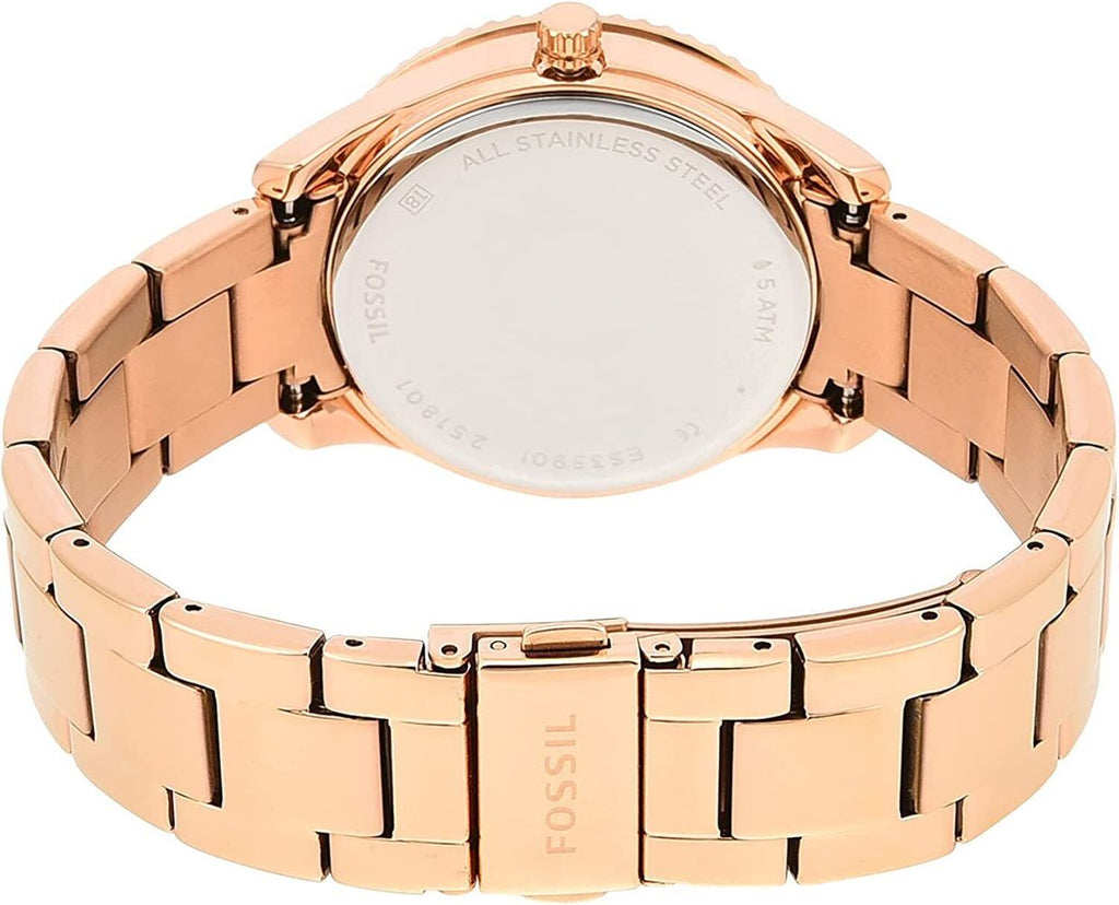 Fossil Stella Rose Gold Dial Rose Gold Steel Strap Watch for Women - ES3590 Buy Now By Fossil