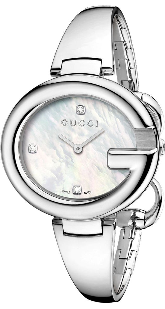 Gucci Guccissima Diamonds Mother of Pearl Dial Silver Steel Strap Watch For Women - YA134303 Buy Now By Gucci