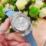 Guess Limelight Crystals White Dial Blue Rubber Strap Watch for Women - W1053L5 Buy Now By Guess