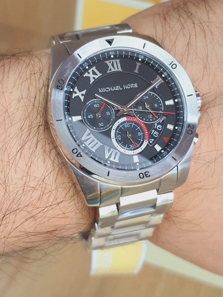 Michael Kors Brecken Chronograph Quartz Black Dial Silver Steel Strap Watch For Men - MK8438 Buy Now By Michael Kors