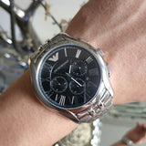 Emporio Armani Classic Chronograph Black Dial Silver Steel Strap Watch For Men - AR1786 Buy Now By Emporio Armani