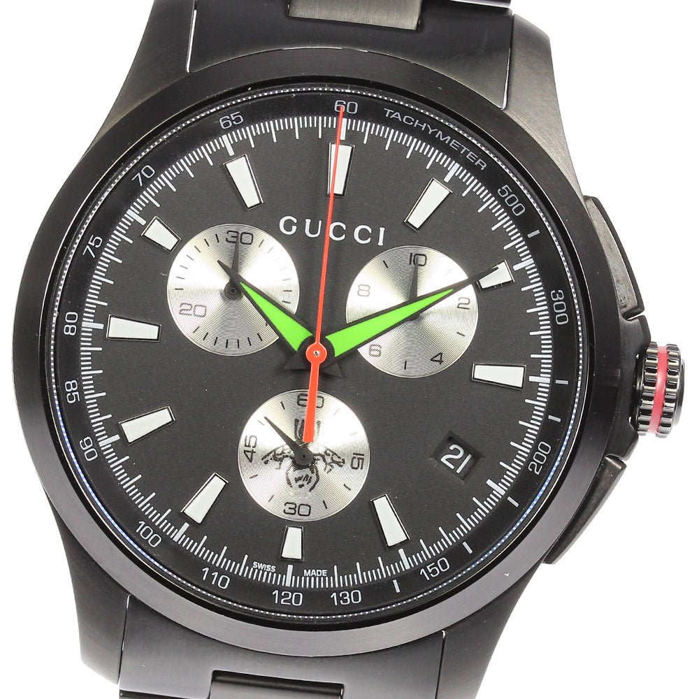 Gucci G-Timeless Chronograph Black Dial Black Steel Strap Watch For Men - YA126268 Buy Now By Gucci