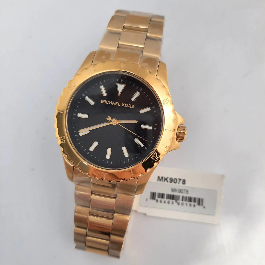 Michael Kors Everest Three-Hand Black Dial Gold Steel Strap Watch For Men - MK9078 Buy Now By Michael Kors