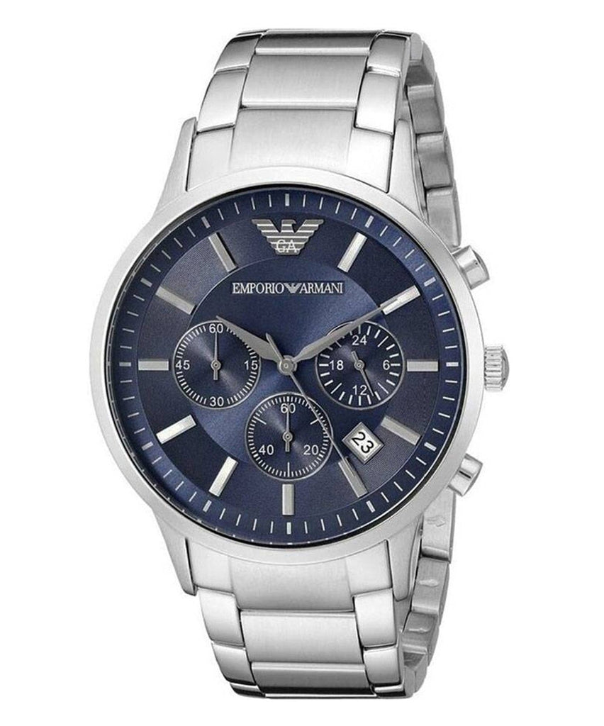 Emporio Armani Renato Chronograph Blue Dial Silver Steel Strap Watch For Men - AR2448 Buy Now By Emporio Armani