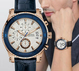 Guess Pinnacle Chronograph White Dial Blue Leather Strap Watch For Men - W0673G6 Buy Now By Guess
