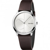Calvin Klein Minimal Silver Dial Brown Leather Strap Watch for Men - K3M221G6 Buy Now By Calvin Klein