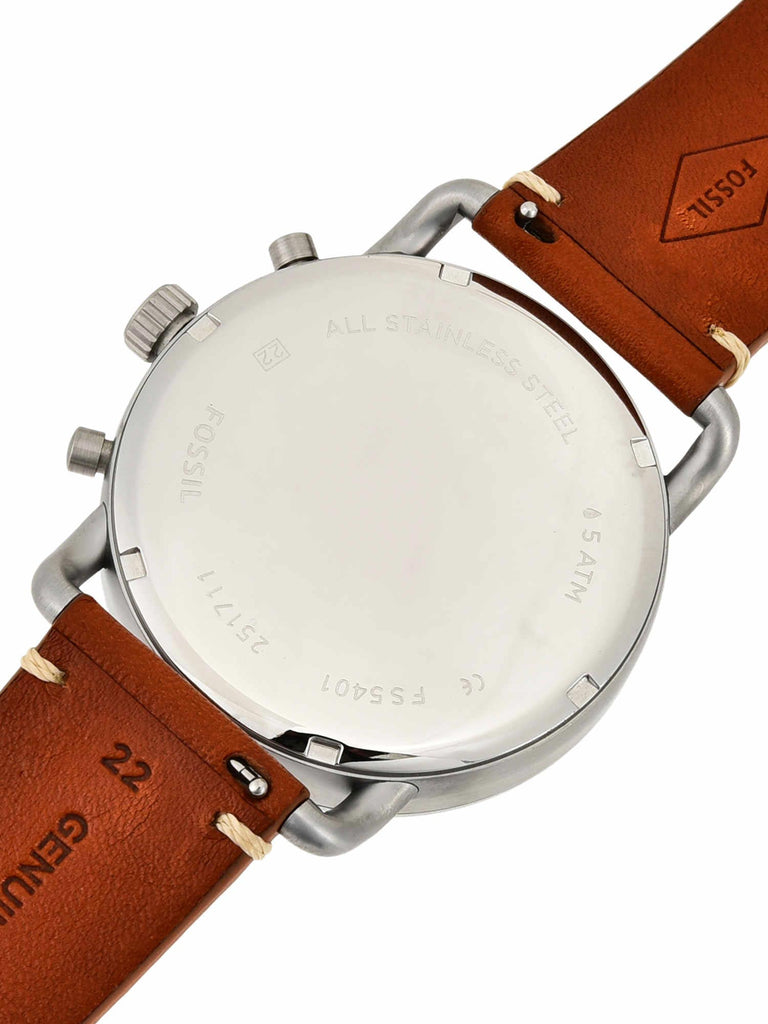 Fossil The Commuter Blue Dial Brown Leather Strap Watch for Men - FS5401 Buy Now By Fossil