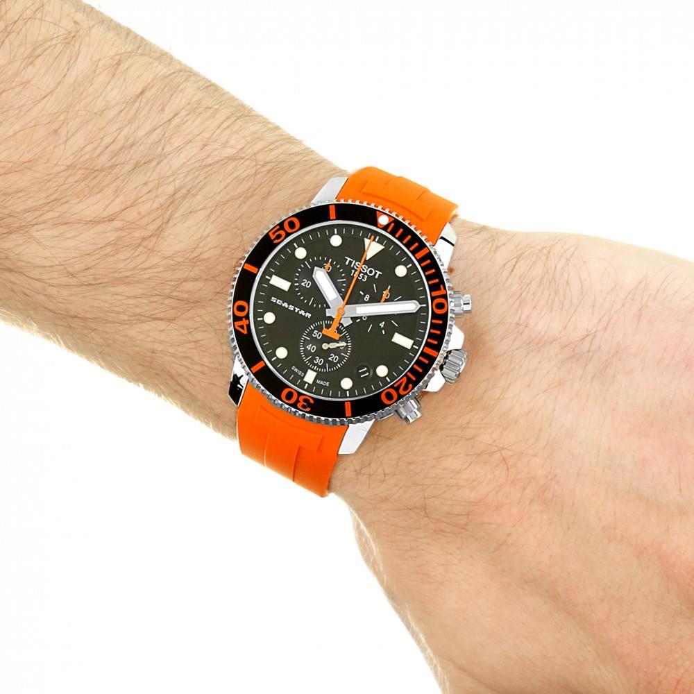 Tissot Seastar 1000 Chronograph Black Dial Orange Rubber Strap Watch For Men - T120.417.17.051.01 Buy Now By Tissot