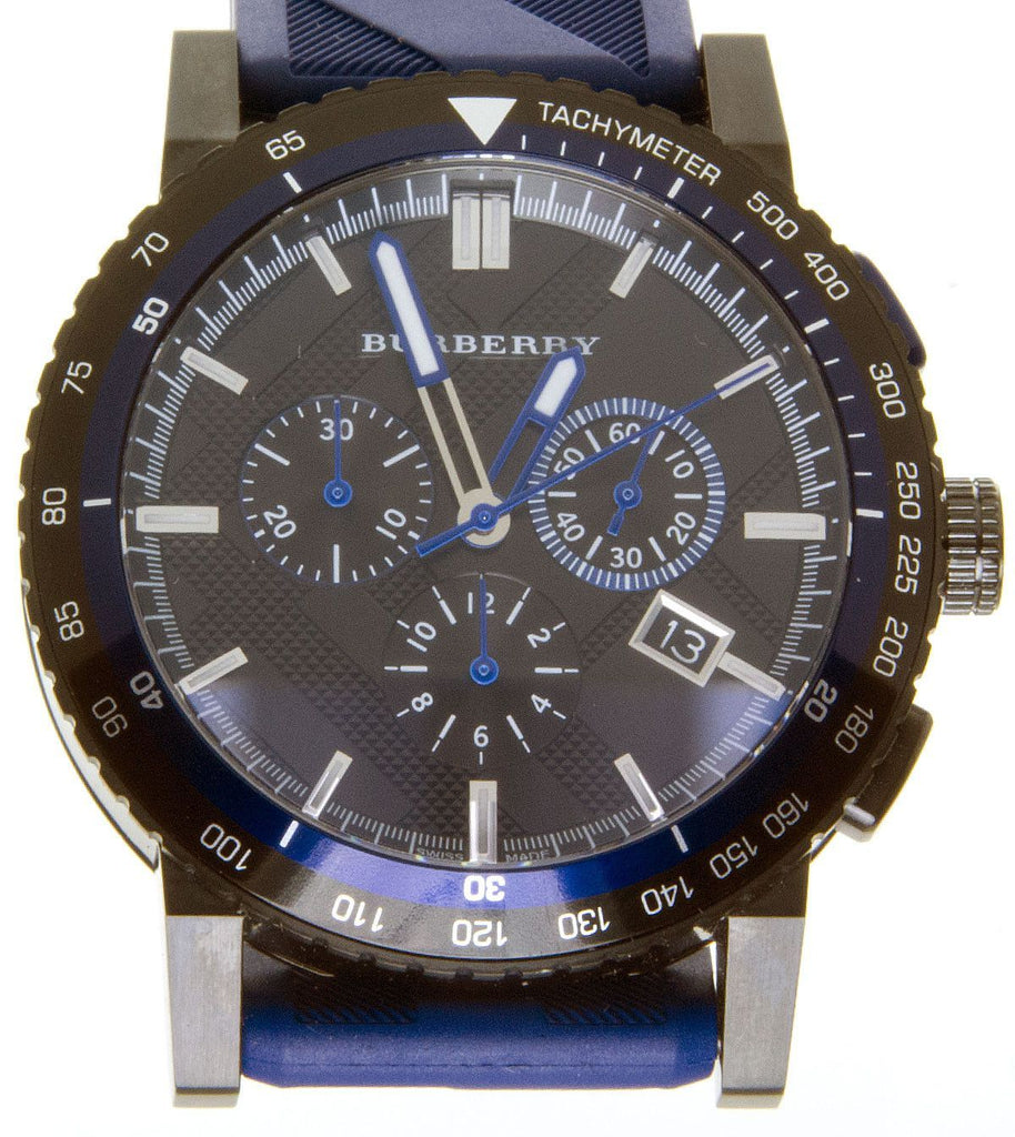 Burberry The City Sport Chronograph Black Dial Blue Rubber Strap Watch For Men - BU9807 Buy Now By Burberry