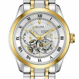 Bulova BVA Skeleton Silver Dial Two Tone Steel Strap Watch for Men - 98A123 Buy Now By Bulova