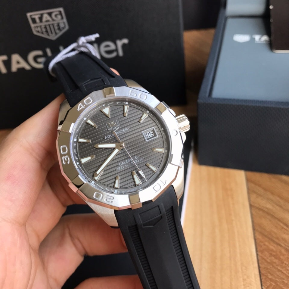 Tag Heuer Aquaracer Caliber 5 Automatic Black Dial Black Rubber Strap Watch for Men - WAY2113.FT8021 Buy Now By Tag Heuer