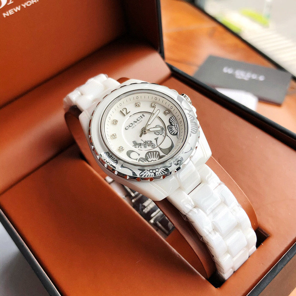 Coach Preston White Dial White Steel Strap Watch for Women - 14503464 Buy Now By Coach