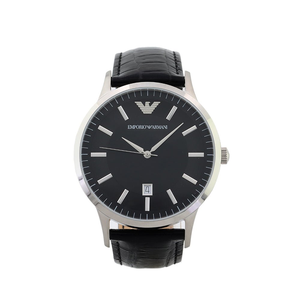 Emporio Armani Renato Black Dial Leather Strap Watch For Men - AR2411 Buy Now By Emporio Armani