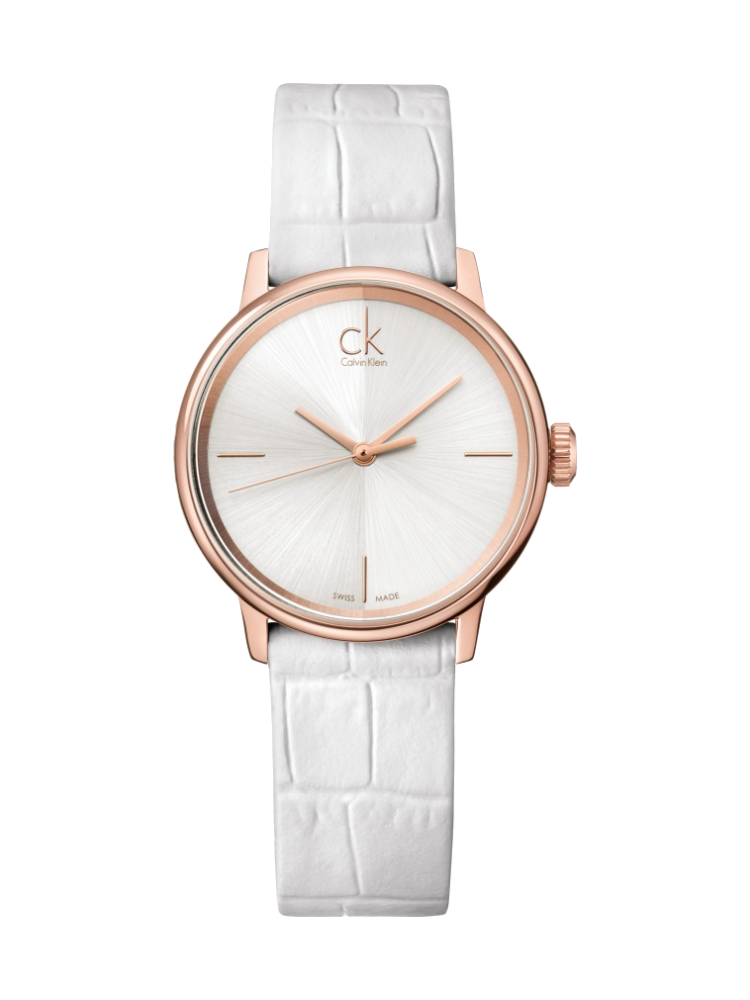 Calvin Klein Accent White Dial White Leather Strap Watch for Women - K2Y2Y6K6 Buy Now By Calvin Klein