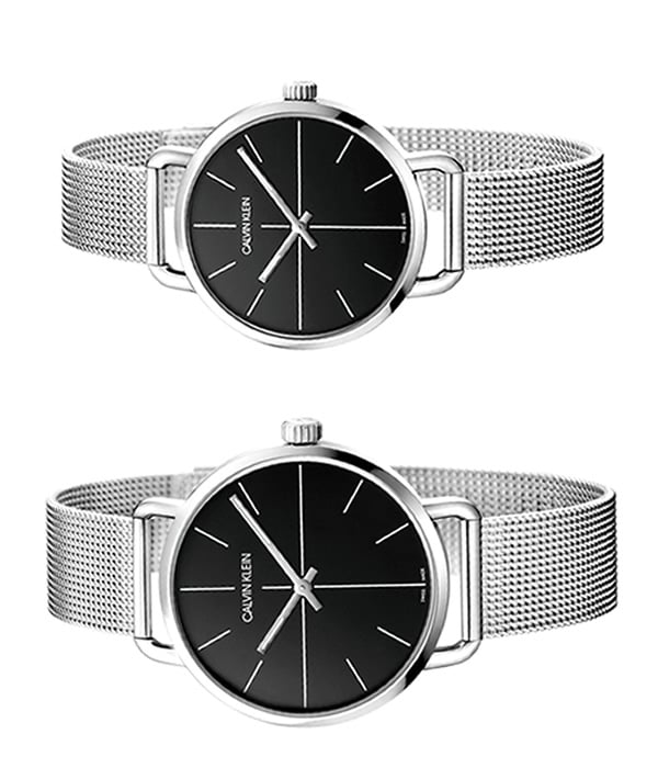 Calvin Klein Even Black Dial Silver Mesh Bracelet Watch for Women - K7B23121