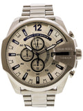 Diesel Mega Chief Chronograph White Dial Silver Steel Strap Watch For Men - DZ4477 Buy Now By Diesel
