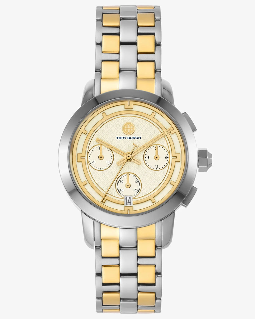 Tory Burch Classic Chronograph White Dial Two Tone Steel Strap Watch for Women - TBW1034 Buy Now By Tory Burch