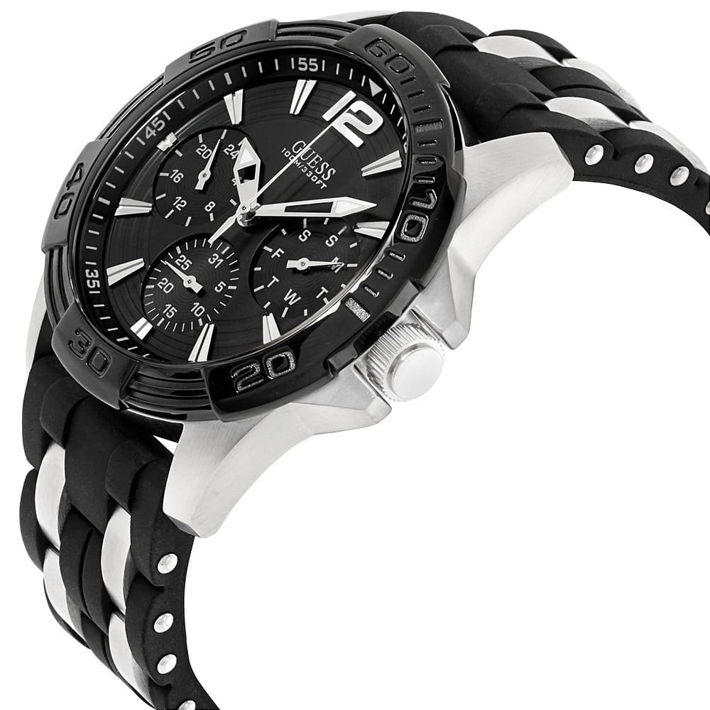Guess Oasis Black Dial Black Rubber Strap Watch for Men - W0366G1 Buy Now By Guess