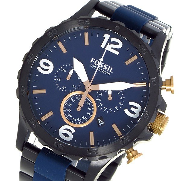 Fossil Nate Chronograph Blue Dial Two Tone Steel Strap Watch for Men - JR1494 Buy Now By Fossil