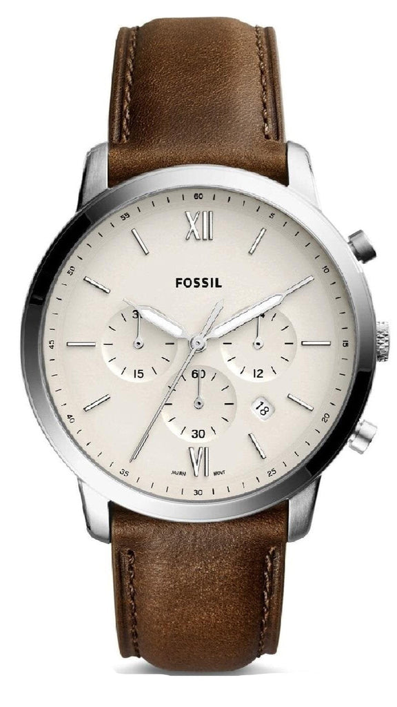 Fossil Neutra Chronograph White Dial Brown Leather Strap Watch for Men - FS5380 Buy Now By Fossil