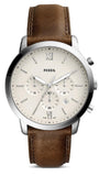Fossil Neutra Chronograph White Dial Brown Leather Strap Watch for Men - FS5380 Buy Now By Fossil