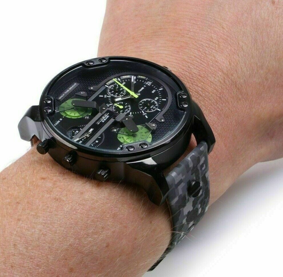 Diesel Big Daddy Chronograph Black Dial Black Leather Strap Watch For Men - DZ7311 Buy Now By Diesel