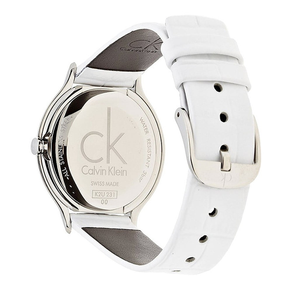 Calvin Klein Skirt White Dial White Leather Strap Watch for Women - K2U291L6 Buy Now By Calvin Klein