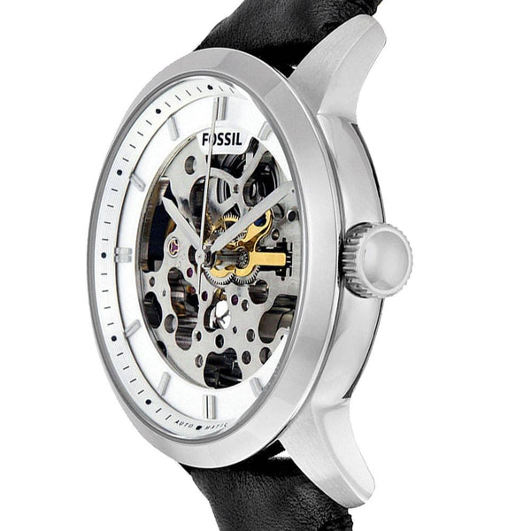 Fossil Grant Skeleton White Dial Black Leather Strap Watch for Men - ME3053 Buy Now By Fossil