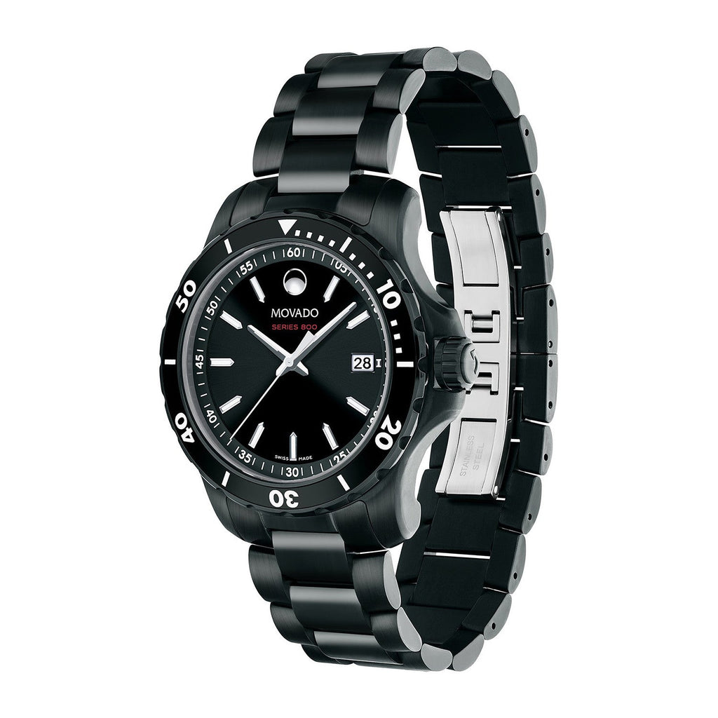 Movado Series 800 Black Dial Black Steel Strap Watch For Men - 2600143 Buy Now By Movado