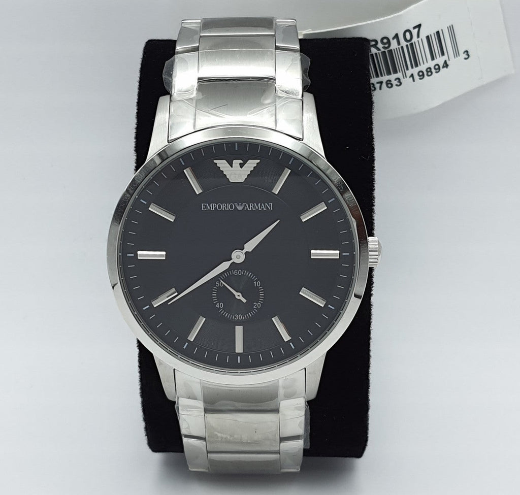 Emporio Armani Classic Quartz Black Dial Silver Steel Strap Watch For Men - AR9107 Buy Now By Emporio Armani