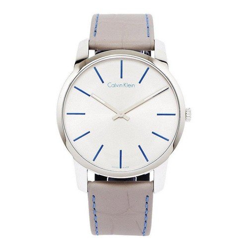 Calvin Klein City Silver Dial Grey Leather Strap Watch for Men - K2G211Q4 Buy Now By Calvin Klein