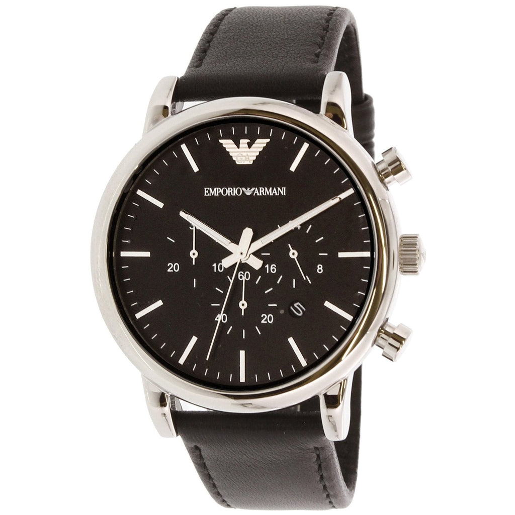Emporio Armani Luigi Chronograph Black Dial Black Leather Watch For Men - AR1828 Buy Now By Emporio Armani