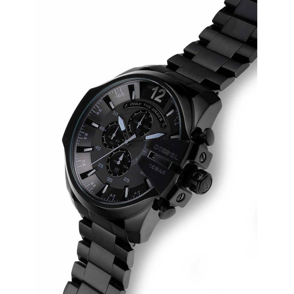 Diesel Mega Chief Chronograph Black Dial Black Steel Strap Watch For Men - DZ4355 Buy Now By Diesel