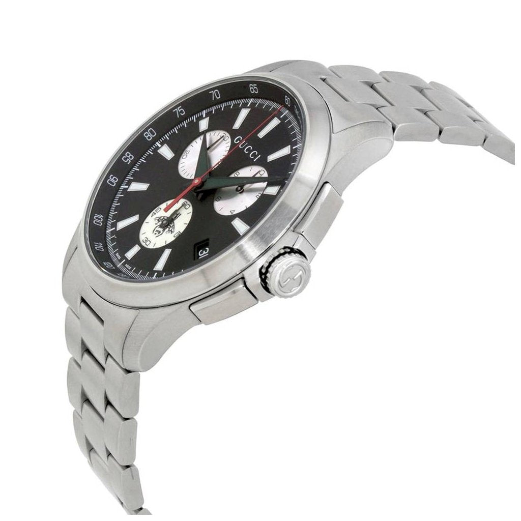 Gucci G-Timeless Chronograph Black Dial Silver Steel Strap Watch For Men - YA126267 Buy Now By Gucci