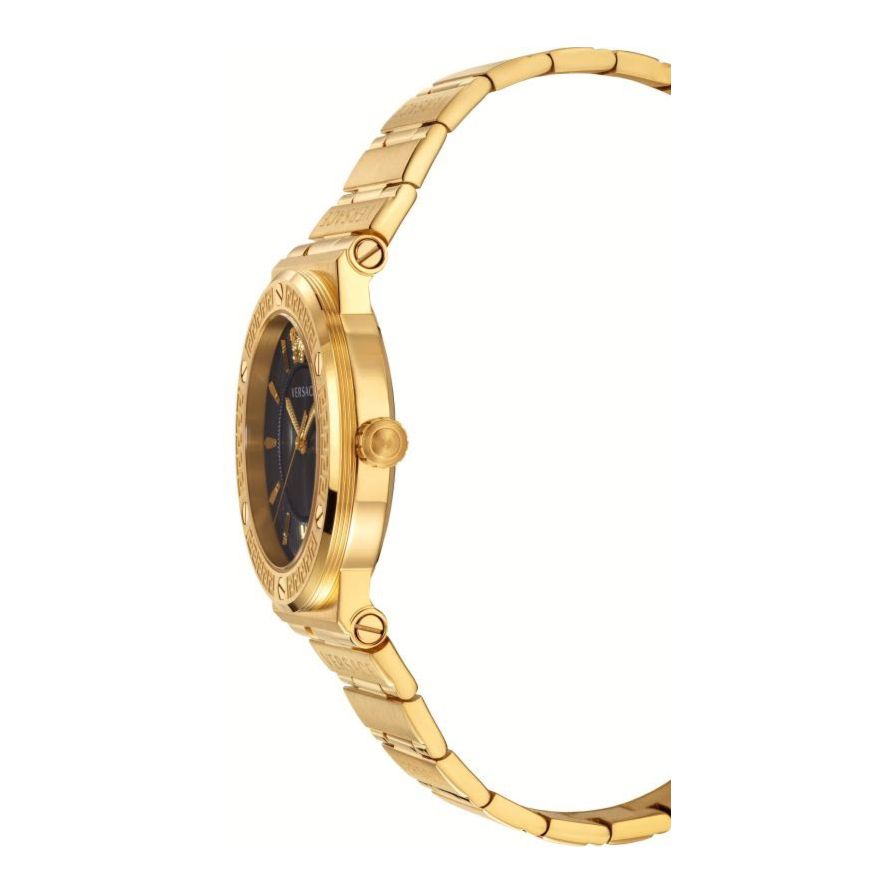Versace Greca Black Dial Gold Steel Strap Watch for Women - VEVH00820 Buy Now By Versace