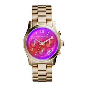 Michael Kors Runway Iridescent Pink Dial Gold Steel Strap Watch for Women - MK5939 Buy Now By Michael Kors