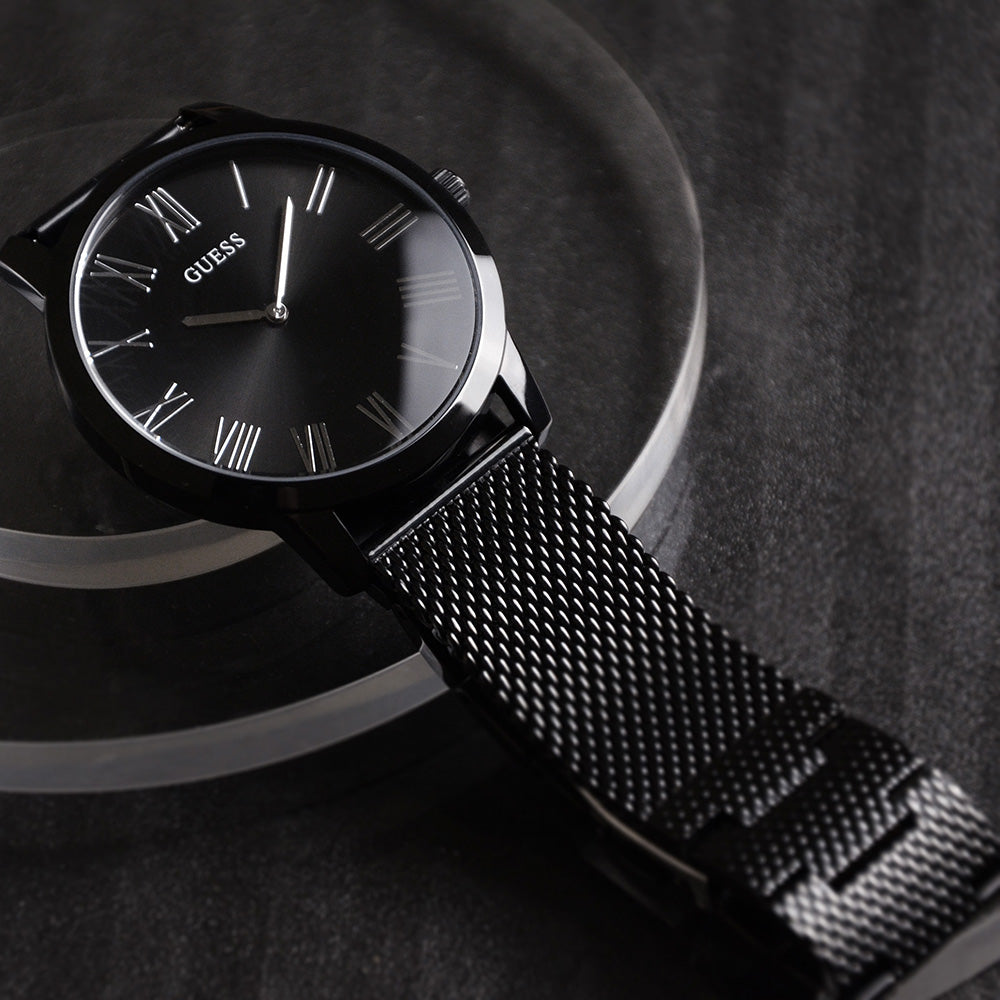 Guess Richmond Black Dial Black Mesh Bracelet Watch for Men - W1263G3 Buy Now By Guess