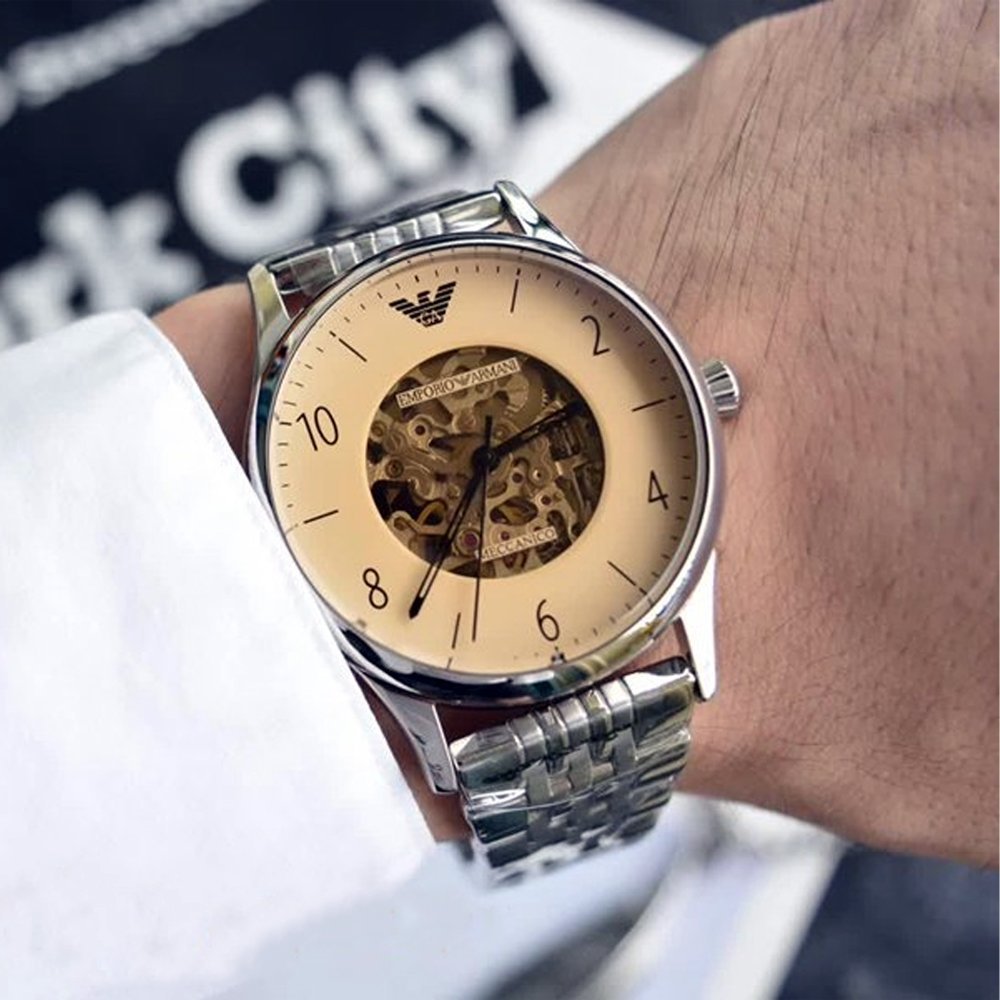 Emporio Armani Meccanico Multicolor Dial Silver Steel Strap Watch For Men - AR1922 Buy Now By Emporio Armani