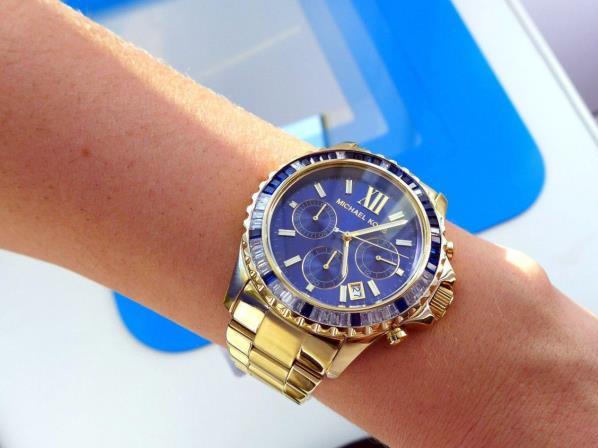 Michael Kors Everest Chronograph Blue Dial Gold Steel Strap Watch for Women - MK5754 Buy Now By Michael Kors