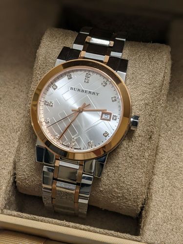 Burberry The City Diamonds White Dial Two Tone Steel Strap Watch for Women - BU9127 Buy Now By Burberry