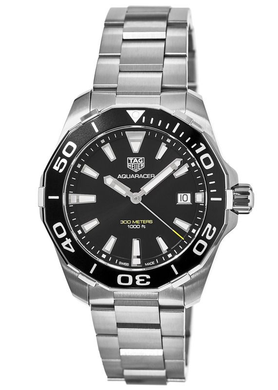 Tag Heuer Aquaracer Black Dial Silver Steel Strap Watch for Men - WAY111A.BA0928 Buy Now By Tag Heuer